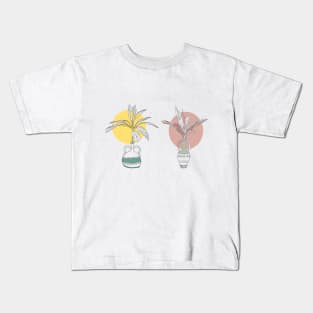 Boho style minimalist tropical plant design set of 2 Kids T-Shirt